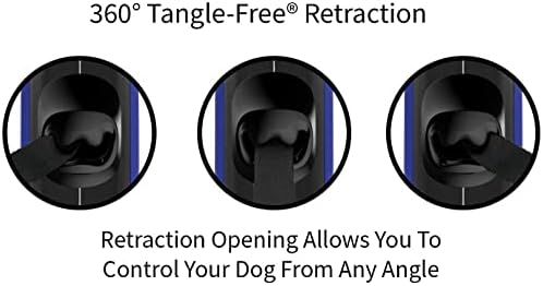 TUG Oval 360° Tangle-Free Retractable Dog Leash with Integrated Waste Bag Dispenser (Small, Blue)