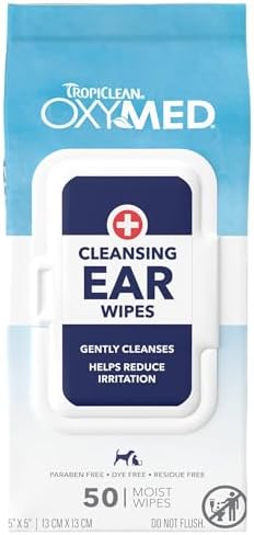 Oxymed Soothing Ear Wipes for Dogs & Cats, Anti-Itch Relief, 50 Count