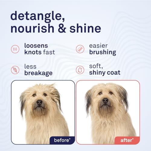 Petpost | Detangling Spray for Dogs with Knots, Mats & Tangles - Naturally Rejuvenating Dog Hair Detangler for Healthier, Shinier, Stronger Fur - Oatmeal, Aloe, and Vitamin E Formula 8 oz.