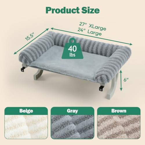 Zakkart Mellow 3-Sided Cat Perch for Windowsill, Dual-Mount (Gray, L)