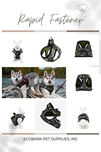 EcoBark Step in Dog Harness - Eco-Friendly Dog Harnesses for Small and Medium Breed Dogs - Reflective and Adjustable Body Halter Vest - Soft Mesh Toy Breed Harness (Camo, Large)