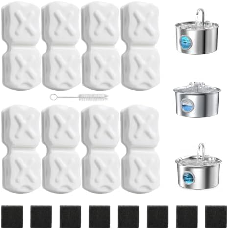 16-Piece Stainless Steel Cat Water Fountain Filter Replacement