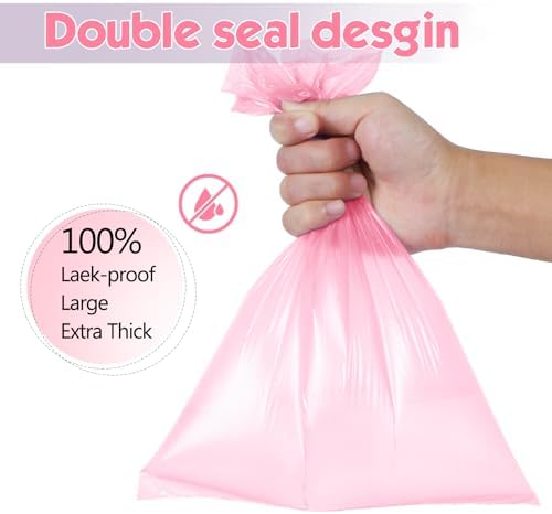 Lifegogo 1140 Counts 57 Rolls Unscented Doggy Poop Bags, Leak-Proof, Easy Tear-Off, Pink (13 x 9 Inches)