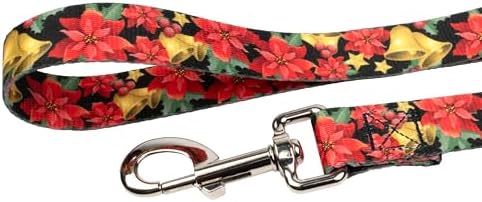 Country Brook Petz - Christmas Poinsettias Everyday Dog Leash Limited Edition - Christmas Collection Featuring Festive Designs (6 Foot, 1 Inch Wide)