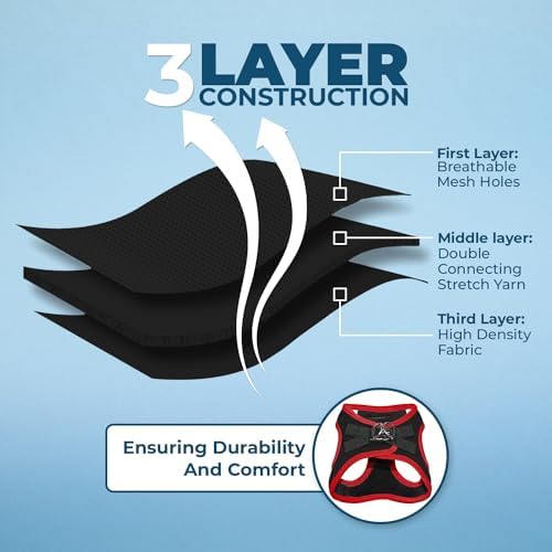 Voyager Step-in Air Dog Vest Harness - Black/Red Trim, X-Small