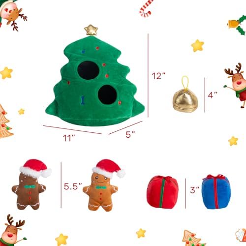 Hollypet Christmas Squeaky Hide and Seek Dog Toys for Small and Medium