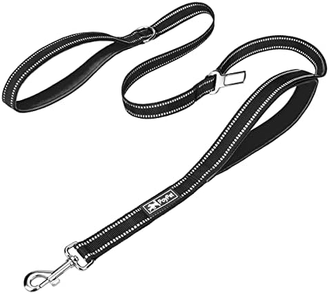 PoyPet 5 Feet Dog Leash with 2 Cushioned Handles (Black)