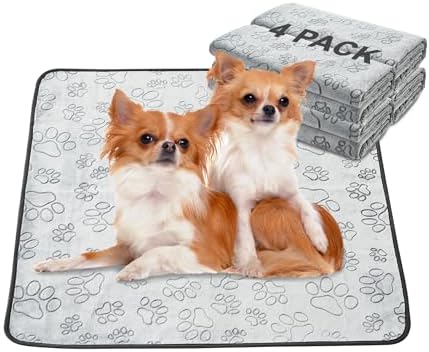Qeils Reusable Puppy Pads, Washable Pee Pads, Leakproof 30"x 34" 4 Pack