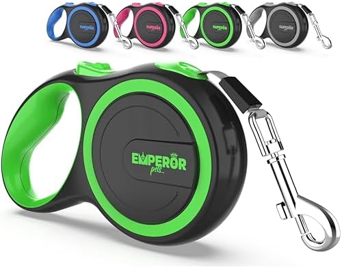 Emperor Pets Retractable Dog Leash, 26 ft, Up to 110lbs, Green -GR26