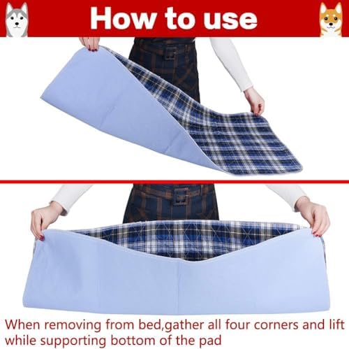 KOOLTAIL Reusable Puppy Pads, 2 Pack Washable Pee Pads for Dogs-Waterproof Non-Slip Plaid Puppy Training Pads, Absorbent Whelping Pads for Potty, Crate, Playpen, Bed, Sofa, Large Dog Mat, 31"x 36"