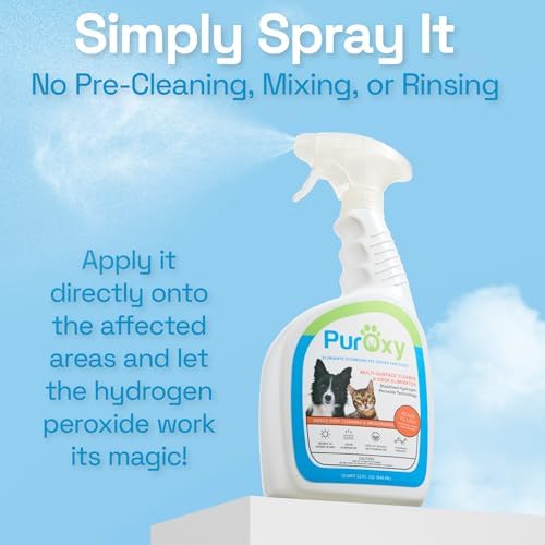 Pet Odor & Stain Remover, 32oz Trigger Spray – Bleach-Free, Ammonia-Free Stabilized Peroxide – Fast Odor Knockdown, Low Residue – Carpet, Upholstery, Tile, Sealed Wood & Artificial Turf