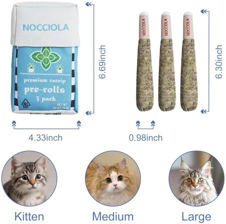 Nocciola 3 Pack Catnip Toys for Cats, Funny Cat Toys Filled with 100% Pure Organic Catnip, Safe Kitten Teething Chew and Kicker Toys, Stress Relieving Fun for Indoor Cats, Blue