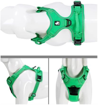 TRUE LOVE Adjustable No-Pull Dog Harness Reflective Pup Vest Harnesses Comfortable Control Brilliant Colors Truelove TLH5651(Grass Green,L)