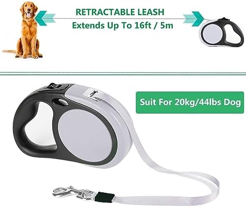 Dual Retractable Dog Leash for 2 Medium Dogs ≤ 44Lbs Each,18.5FT, Poop Bags