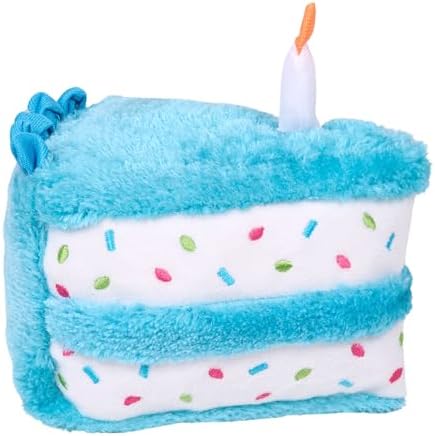 ZippyPaws Birthday Cake Dog Squeaky Toys to Keep Them Busy - Blue