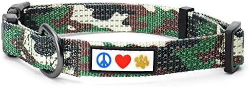 Pawtitas Reflective Dog Collar for X-Small Dogs – Adjustable Nylon Puppy Collar with Quick-Release Buckle | Fits Neck 8–13 in | Night Safety Training Collar | XS | Camouflage Green