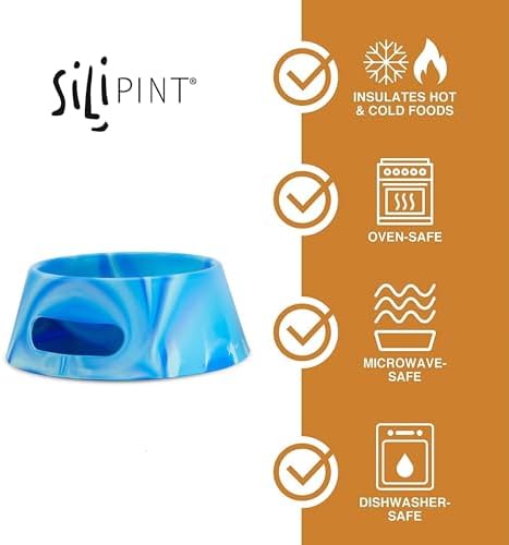 Silipint: Aqua-Fur Silicone Dog Bowl: Arctic Sky - 18oz Colapsible/Foldable, Lightweight, Feed & Water Dish, Pet Travel Pack of 1