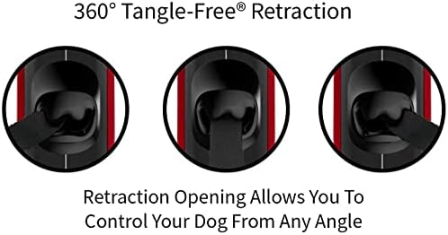 TUG Oval 360° Tangle-Free Retractable Dog Leash with Integrated Waste Bag Dispenser (Small, Red)