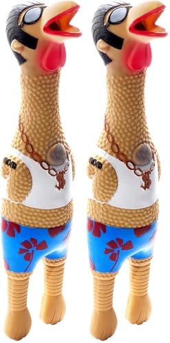 Outward Hound by Charming Pet Squawkers Earl Latex Squeaky Rubber Chicken Dog Toy,Funny Interactive Holiday Toy for Dogs,Large Size,(Pack of 2)