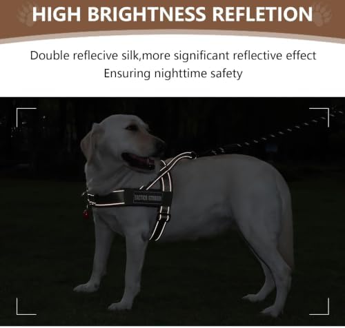Dog Harness, Upgraded Escape Proof Adjustable Vest Puppy Outdoor Walking, Soft Breathable Jacket with Reflective Strips for Dark Night (Khaki, S)