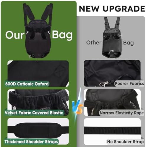 Pet Carrier Backpack, Hands-Free Adjustable Dog Front Carrier Legs Out & Easy-Fit Dog Backpack Carrier for Hiking Camping Traveling Cycling for Small Dogs and Rabbits (Large, Black)