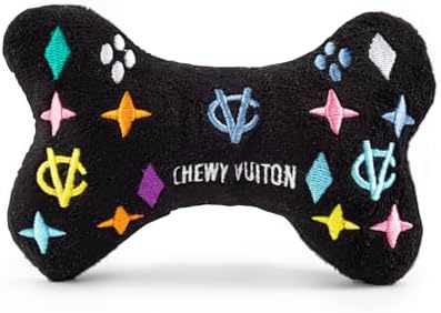 Haute Diggity Dog Chewy Vuiton Bone Plush Dog Toy, Designer Parody Toy