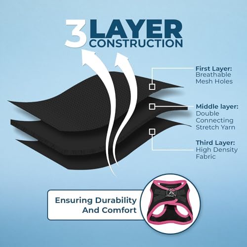 Voyager Step-in Air Dog Vest Harness - Black/Pink Trim, Small