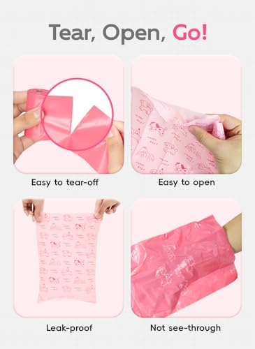 Dog Poop Bags Refill Rolls, 320 Bags, Pink