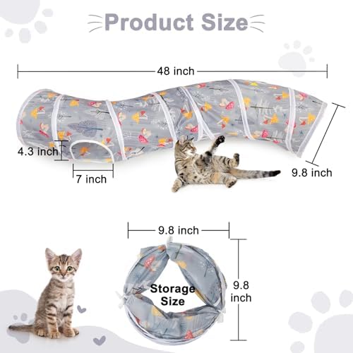 Glittme S-Shape Cat Tunnel, Foldable Cat Tunnels for Indoor Cats