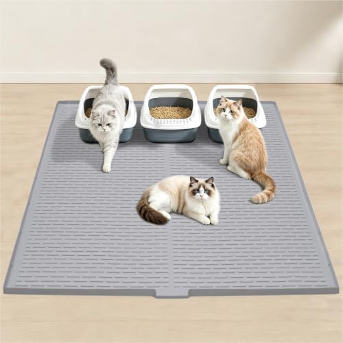 Cat Litter Box Mat, 47" x 35" Extra Large Silicone Cat Litter Mat