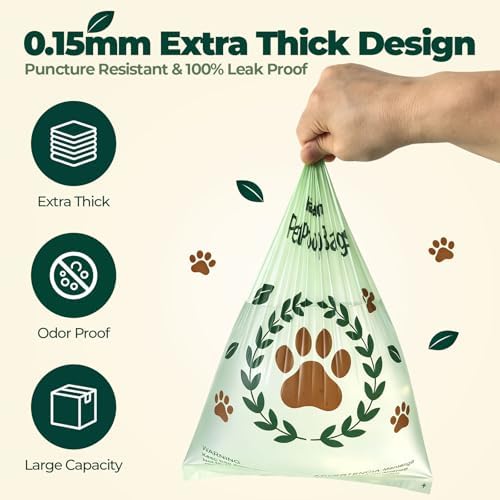 Compostable Dog Poop Bags 270 Count (18 Rolls), 9x13 Inch, BPI Certified, Plant-Based Leak Proof Lavender Scented Eco-Friendly Waste Bags (Green)