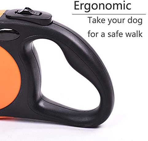 Retractable Dog Leash, one-Handed Multi-Function Lock and Detachable bite Expander, 360° Non-tangling, Heavy-Duty Retractable Dog Leash;16 ft Strong Nylon Belt/Ribbon;One-Handed Brake, Pause, Lock
