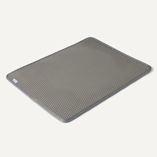 Amazon Basics Double-Layer Cat Litter Mat, Honeycomb Design with Scatter Control, Waterproof & Urine-Proof, Non-Slip Trapper Mat, Soft on Paws, Grey, 30" x 24"