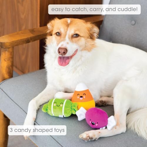 Pearhead Plush Halloween Candy Dog Toys, Set of 3