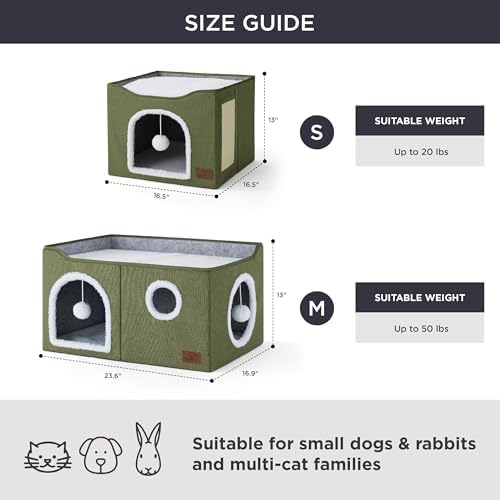Bedsure Extra Wide Cat House Bed with Fluffy Ball and Scratch Pad