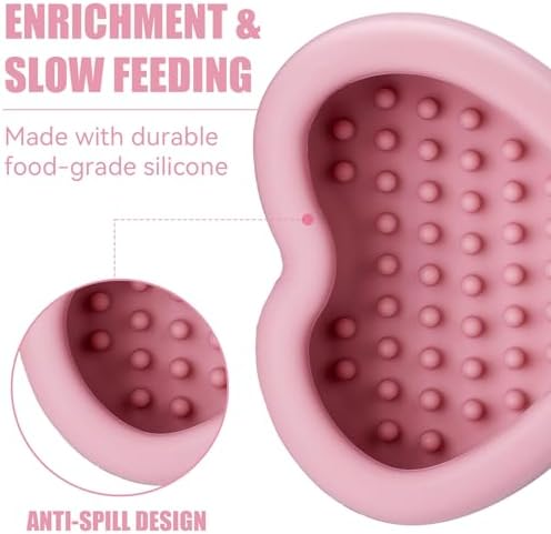 Lick Mat for Dogs, Animire Anti-Spilled Bow Tie Lick Bowls for Anxiety Relief, Silicone Slow Feeder Licking Pad with Suction Cups, Freezeable Dog Enrichment Toy for Boredom and Distraction(Pink,L)