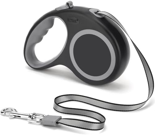 Retractable Dog Leash, 16 ft Dog Leash for Dogs up to 55 lbs, Strong Nylon Tape No Tangle, One-Handed Brake, Pause, Lock, Perfect for Small Medium Dogs; Black (Black, 16 FT (0-55 lbs))