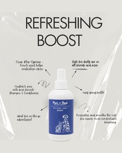 Pure + Good Boost Grooming Spray - Deodorizes, Softens Fur & Moisturizes Skin, 8 fl oz (Blue Cypress + Neroli)