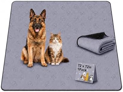 Washable Pee Pads for Dogs 1 Pack, Reusable Waterproof Leak-Proof Puppy Training Pads, Super Absorbent Non-Slip Dog Whelping Pads for Crate, Playpen, Bed & Floor (72"x72" Gray)