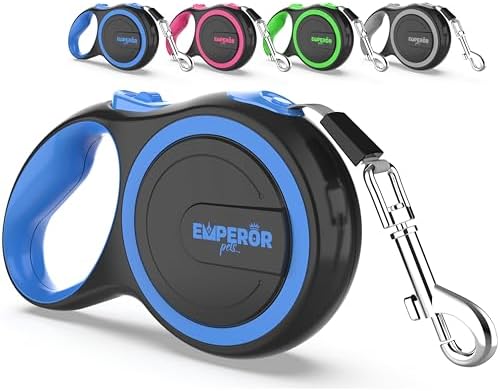 Emperor Pets Retractable Dog Leash, 26 ft, Up to 110lbs, Blue -BL26