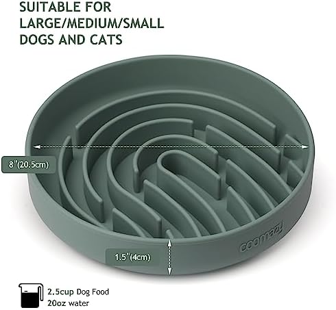 Coomazy Slow Feeder Dog Bowls, Silicone Anti Choking Puzzle Dog Food Bowl