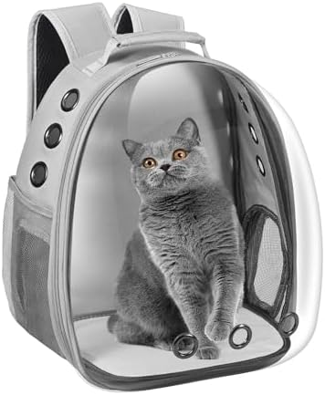Cat Carrier Backpack, Pet Carrier Backpack Front Pack for Small Medium Cat Puppy Dog Carrier Backpack Bag Space Capsule, Airline-Approved Pet Carrier for Travel Hiking Walking Camping (Grey)