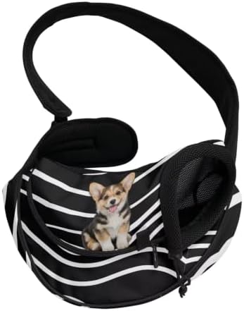 COEQINE Black Stripe Corgi Dog Sling Carrier for Small Dogs Purse