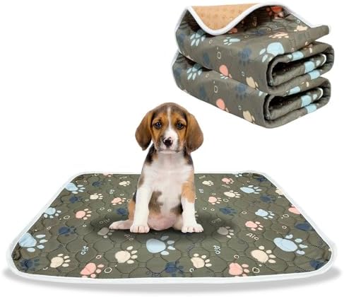 AIO Pet Urine pad Washable Pee Pads for Dogs Anti-Slip Waterproof 2-Pack Reusable Puppy Pads for Potty Training Heavy Absorbency Prevent Leakage Reusable Training Dog Pads 17.7*23.6inch Brown Claws