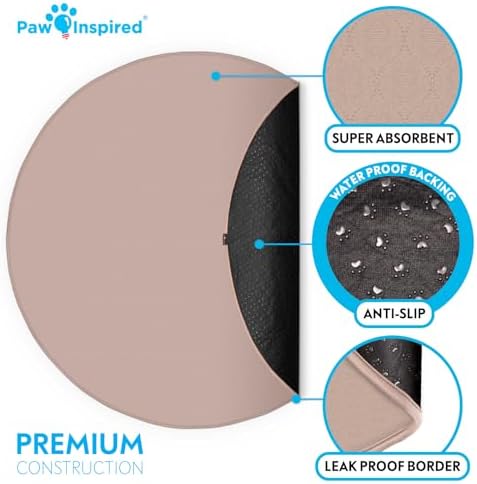 Paw Inspired Round Washable Pee Pads for Dogs, 60" Extra Large Size