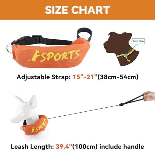 Lesypet 2 in 1 Retractable Dog Leash Collar, Hands-Free Dog Walking Collar with Retractable Leash for Medium Large Breed Dog Outdoor, Orange L