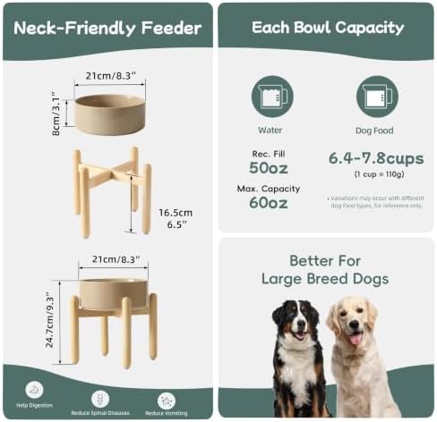 Havniva Ceramic Dog Bowls Elevated, Raised Dog Food Bowl for Small Dogs