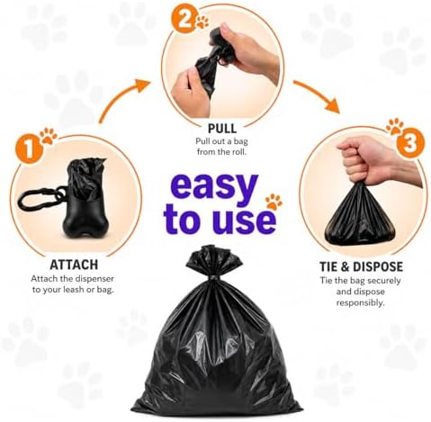 Dog Poop Black Bags with Dispenser (700 Bags) doggy poop bags Pickup Bag 35 Refill Rolls Dog Waste Bags Cat Litter & Poop Bags (35 Rolls, Uscented)