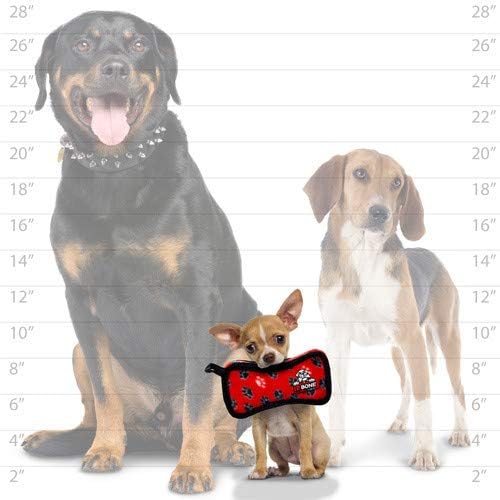 TUFFY - World's Tuffest Soft Dog Toy - Junior Bone -Squeakers -Multiple Layers. Made Durable, Strong & Tough.Interactive Play(Tug, Toss & Fetch). Machine Washable & Floats (Red Paw, Bone2 2 Pack)