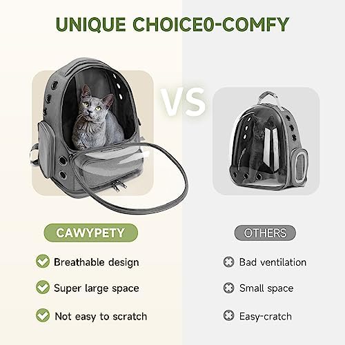 Cawypety Cat Backpack Carrier Large Space Bubble Backpack up to 12lbs Grey
